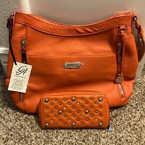 Grace Adele Orange Purse and Wallet